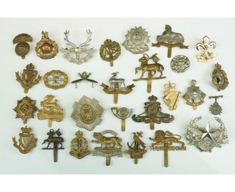 A Collection Of Approx Thirty British Military Cap Badges To Include The Royal Warwickshire Regiment, The Royal Marines, The 