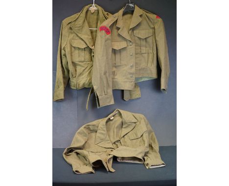 A Collection Of Three x 1950's Australian Army Battledress Blouses, One Of The Blouses Fitted With Royal Australian Army Ordn