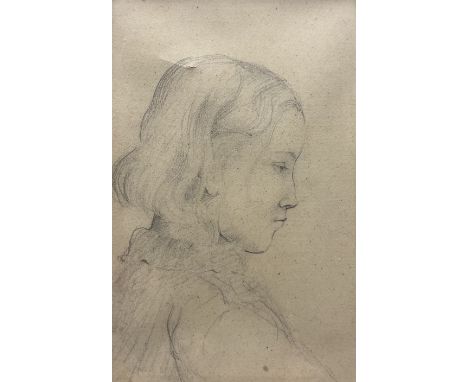 English School (18th century): Side Profile Portrait of a Young Girl, pencil sketch on paper unsigned, other sketches verso 1