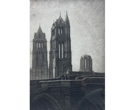 Frederick Landseer Maur Griggs (British 1876-1938): 'Lanterns of Sarras', etching signed in pencil 27cm x 19cm