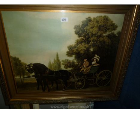 A Print of horse and cart and two figures, in gilt frame