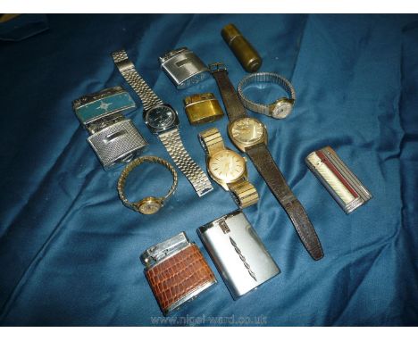 Miscellaneous Watches and cigarette lighters including Ronson, Cadet, Ingersol and Timex