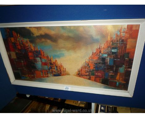 A vintage Print 'Metropolis' by Martin Rolland, label verso