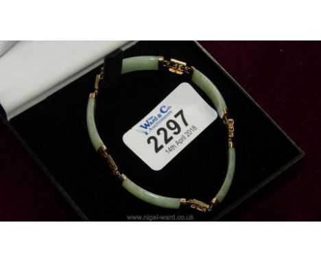 A 9ct gold and Jade Bracelet 