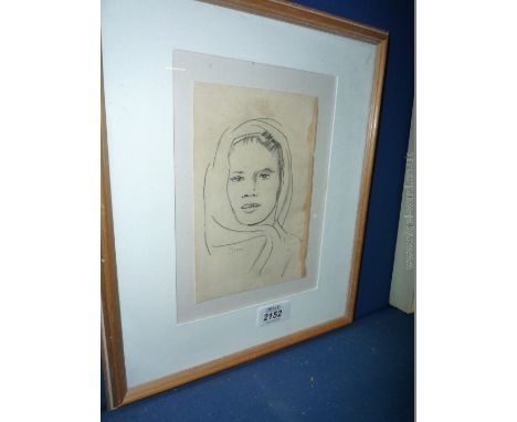 A Pencil Portrait from a Sketch Book in the style of Augustus John, signed John