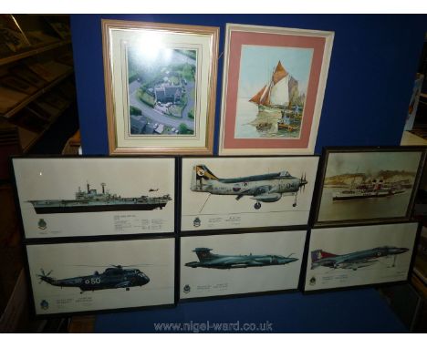 A quantity of Prints to include Squadron Prints of HMS Ark Royal, Sea King HAS.2, Buccaneer, Phantom, etc; together with a Pr