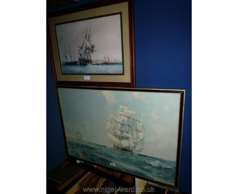 A framed Print 'Ariel and Taeping' from an original painting by John Stobart, together with another Print of Sailing Ships