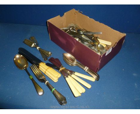 A box of vintage cutlery mainly Walker and Hall