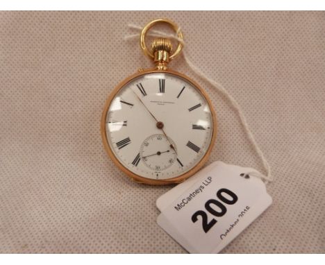 An 18ct keyless watch by Vacheron &amp; Constantin, Geneva. The enamel dial with Roman numerals, the dust cover engraved Demi