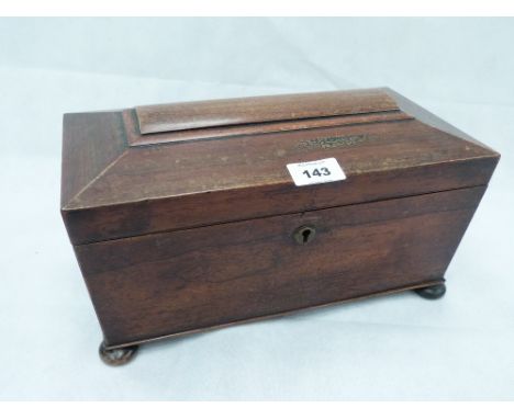 A Regency rosewood sarcophagus tea caddy. 13'' wide