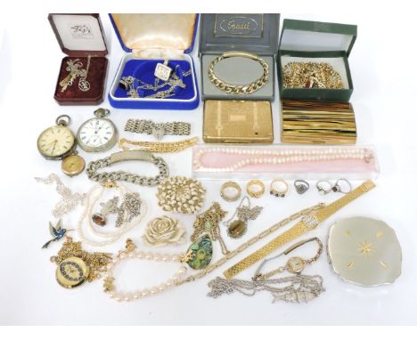 A large quantity of jewellery, to include a silver five row twisted link gate bracelet with padlock, a silver ingot on chain,