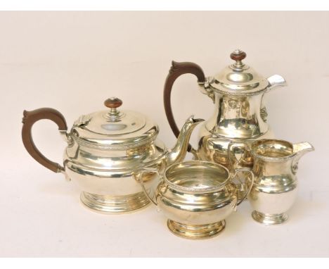 A silver four piece tea service, Goldsmiths' & Silversmiths' Company, London, 1934, 55oz approximately