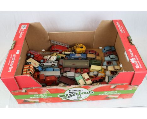 Collection of over 50 circa 60's play worn diecast model vehicles to include Corgi, Dinky, Spot On etc