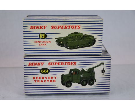 Two Dinky Supertoys military vehicles to include 661 Recovery Tractor and 651 Centurion Tank both in excellent condition 