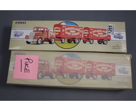 Two Boxed Corgi Classic Road Transport from Corgi Scammel Highwayman R. Edwards Amusements Lorries 97920
