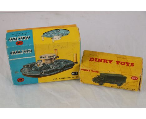 Boxed Corgi 1119 HDI Hovercraft SR-N1 in gd condition, box gd but with writing to lid, plus a boxed Dinky 621 3-Ton Army Wago