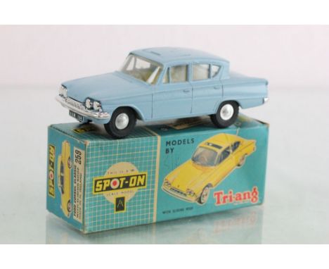 Boxed Triang Spot On 259 Ford Consul Classic with sliding roof in powder blue, cream interior, diecast excellent with scratch