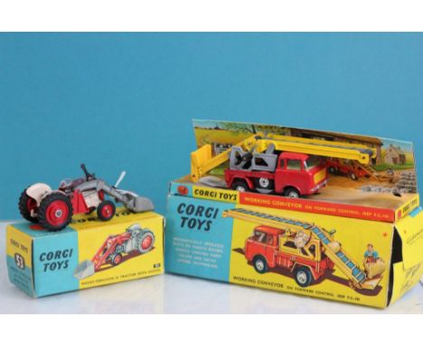 Two boxed Corgi farming diecast models to include 64 Working Conveyor on Forward Control Jeep FC 150 diecast vg, box with end