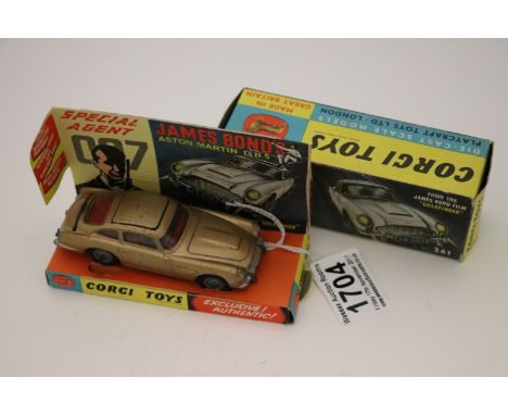 Boxed Corgi 261 James Bond 007 Aston Martin DB5 from Goldfinger with both ejector figures, inner display stand (vg) and secre