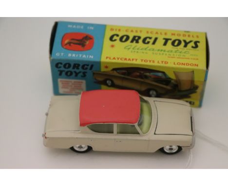 Boxed Corgi 234 Ford Consul Classic in cream with salmon roof, pale yellow interior, diecast excellent, box vg with one end f