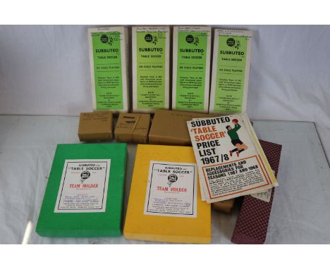 Four Boxed Subbuteo Table Soccer H/W Sets - Hungary, Red, Blues and Green; Boxed Subbuteo Table Socceer Team Holder Set, anot