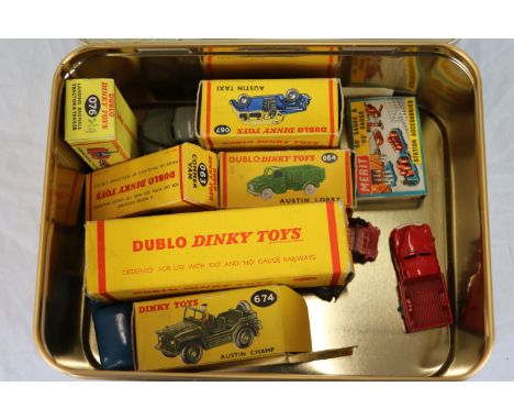 Five boxed Dinky Dublo diecast vehicles in excellent condition to include 067 Austin Taxi, 063 Commer Van, 064 Austin Lorry, 