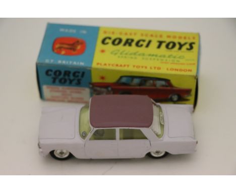 Boxed Corgi 232 Fiat 2100 in pale pink and mauve roof, pale yellow interior, diecast excellent/vg and box vg