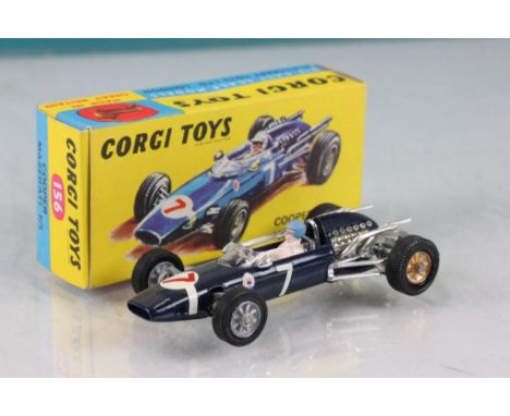 Boxed Corgi 156 Cooper Maserati F1 in navy blue, race number 7, diecast & decals excellent, box vg/ex