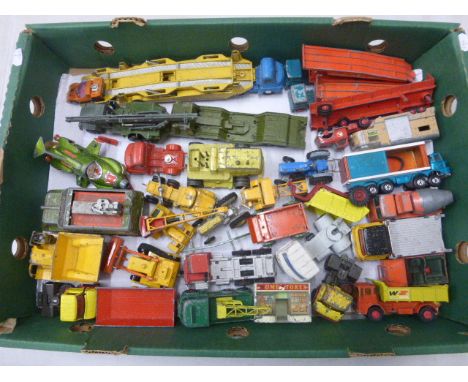 Collection of vintage play worn Dinky, Corgi & Matcbox diecast model vehicles featuring commercials examples (approximately 3