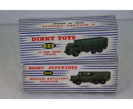 Two boxed Dinky Supertoys military vehicles to include 689 Medium Artillery Tractor and 622 10-Ton Army Truck both in excelle