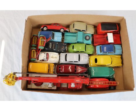 Collection of 20 vintage Corgi and Dinky diecast vehicles and accessories to include Corgi The Saint, Dinky 164 Vauxhall Cres