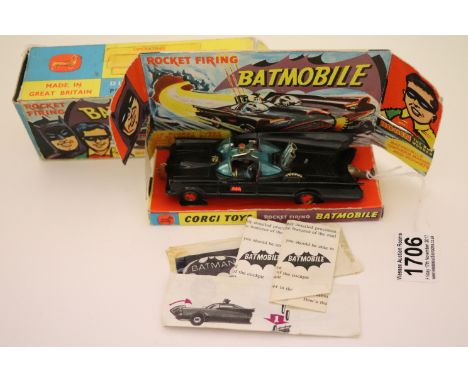 Boxed Corgi 267 Batmobile with both Batman & Robin figures, diecast gd-vg with small paint loss mainly to edges, inner displa