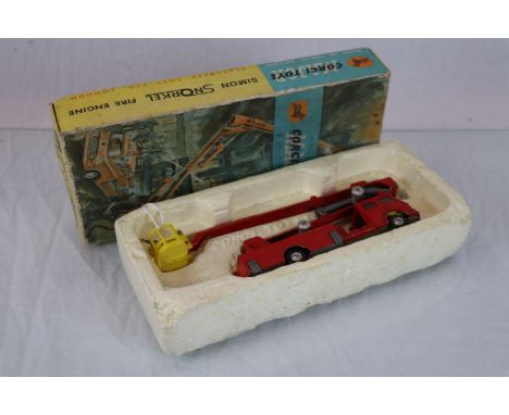 Boxed Corgi 1127 Simon Snorkel Fire Engine showing some paint loss, box fair 