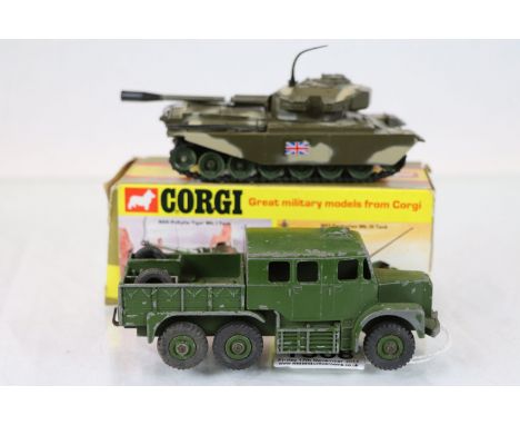 Boxed Corgi 901 Centurion Tank vg with inner packaging, box gd with storage wear plus a Dinky 689 Medium Artillery Tractor
