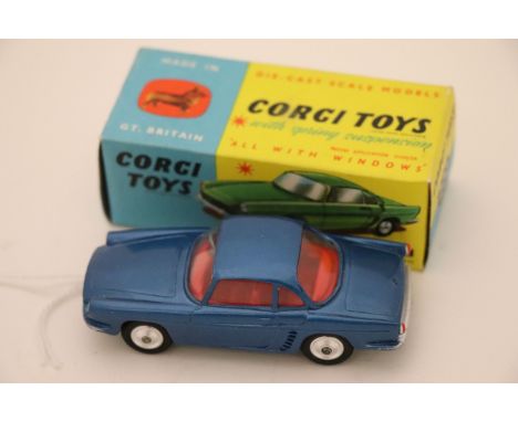 Boxed Corgi 222 Renault Floride in metallic blue with red interior, diecast excellent, box vg