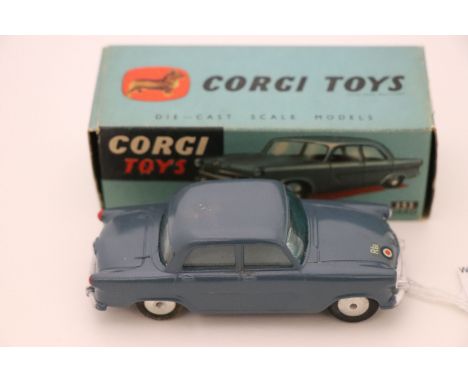 Boxed Corgi 352 RAF Staff Car-Standard Vanguard in dark blue with decal to bonnet, diecast is very good with mark to roof, bo