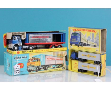 Boxed Matchbox Lesney M9 Inter State Double Freighter and boxed Corgi Major 1137 Ford Tilt Cab H Series with detachable Trail