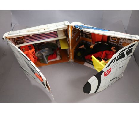 Vintage Big Jim Sky Commander case, along with two dolls including Action Man, and some accessories and outfits