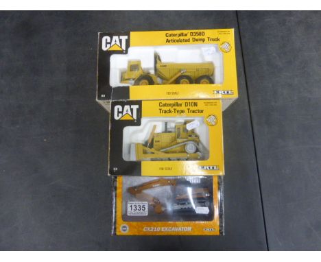 Two boxed ERTL 1:50 CAT diecast construction model to include 2436 D10N Track Type Tractor and 2431 D350D Articulated Dump Tr