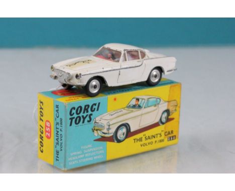 Boxed Corgi 258 The Saints Car Volvo P1800 play worn, decal gd, box gd but taped shut to one end
