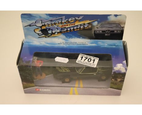 Boxed Corgi 1:36 CC54508 Smokey and The Bandits Pontiac Firebird with hand painted resin figure, vg