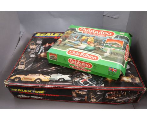 Group of Subbuteo to include 4 boxed LW teams featuring Beveren plus a boxed Scaletrix Le Mans 24 Hours set with both slot ca