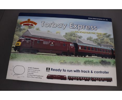 Boxed Bachmann OO gauge 30053 Torbay Express DCC Ready train set complete and appearing unused with Magpie engine