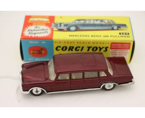 Boxed Corgi 247 Mercedes Benz 600 Pullman By Special Request with operating windscreen wipers in maroon, diecast & box both e