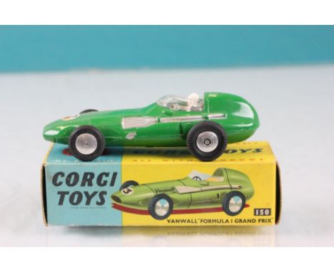 Boxed Corgi 150 Vanwall Formula 1 Grand Prix in green, with driver, race number 7, some paint loss, box gd/vg