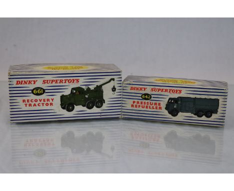 Two boxed Dinky Supertoys military vehicles to include 642 Pressure Refueller and 661 Recovery Tractor both in excellent cond