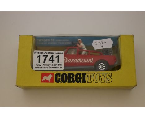 Boxed Corgi Whizzwheels 510 Citroen DS (Conversion) Tour De France Team Manager's Car in red, vg with minimal paint loss, Par