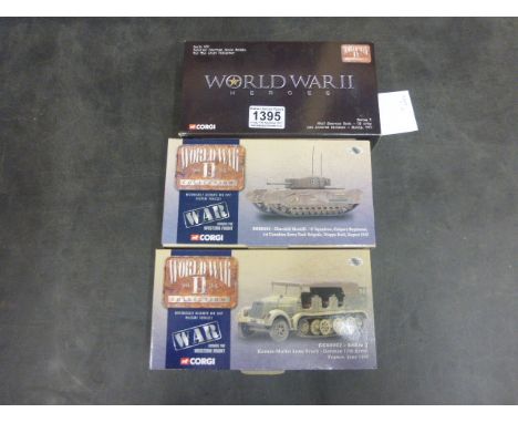 Three boxed Corgo World War II ltd edition models to include Heroes Series 1 M4A3 Sherman Tank US Army, and War Across The We