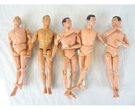 Collection of 5 vintage Action Man figures, four with painted heads from 1960's