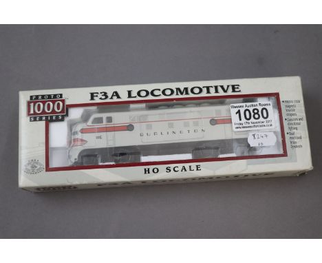 Boxed HO scale Proto 1000 Series F3A Locomotive Burlington engine 